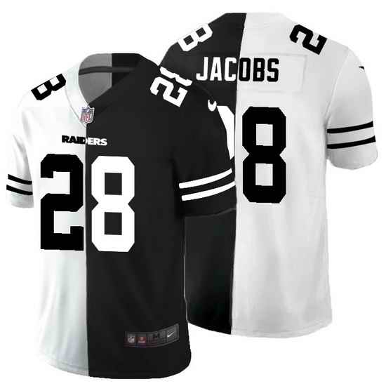 Las Vegas Raiders 28 Josh Jacobs Men Black V White Peace Split Nike Vapor Untouchable Limited NFL Jersey